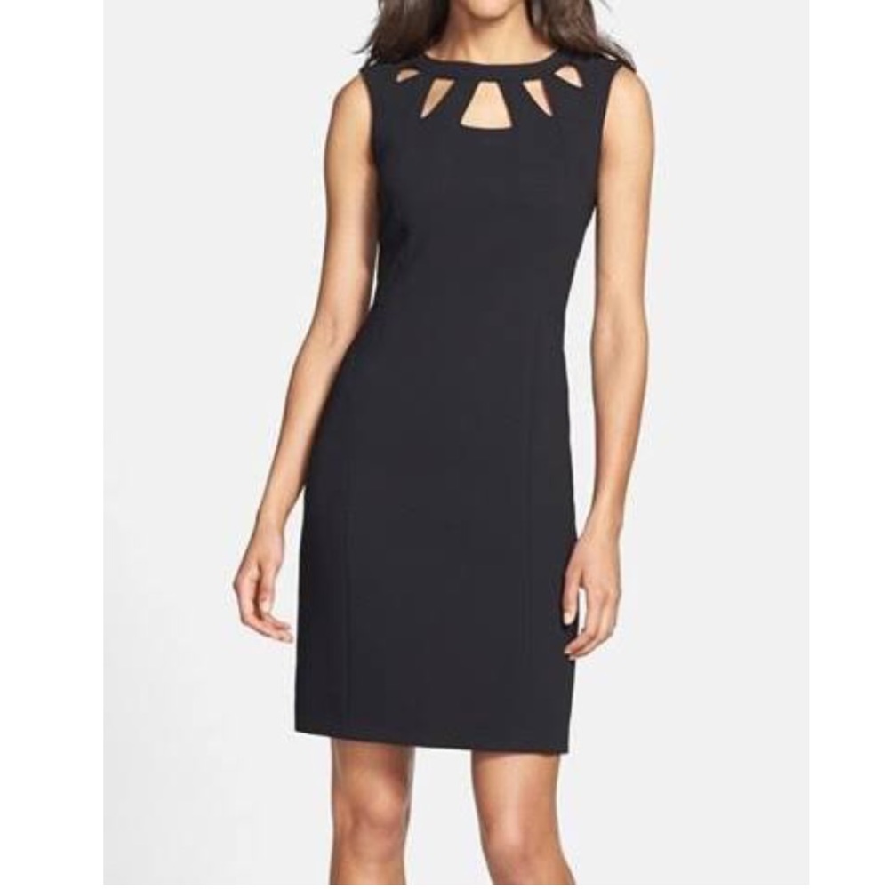 Elisa J cutout neck detail, black Sheath dress 12